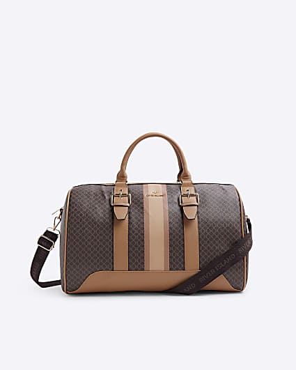 Brown monogram stripe travel bag