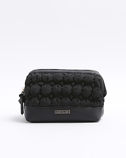 Black quilted makeup bag