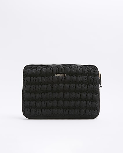 Black quilted texture laptop bag