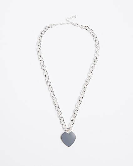 Silver heart pendant chain necklace