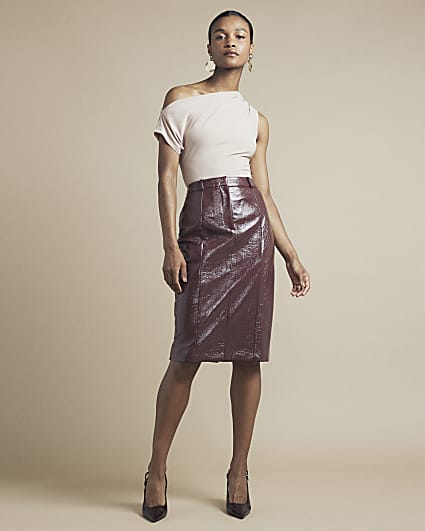 High waisted leather skirt river island hotsell