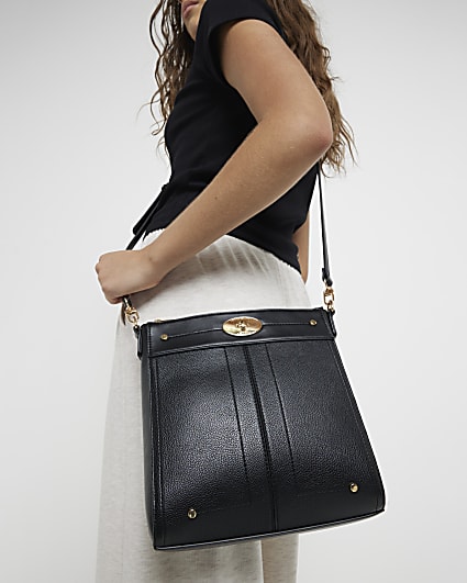 Black lock hardware cross body bag