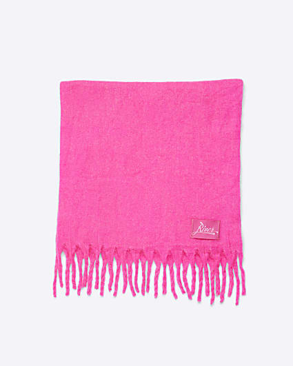 Pink Fringed Scarf