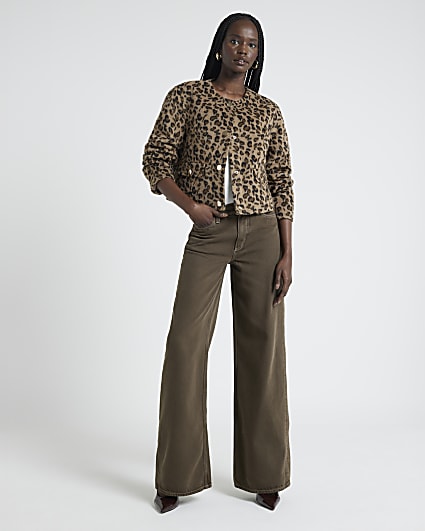 Brown Mid Rise Wide Leg jeans