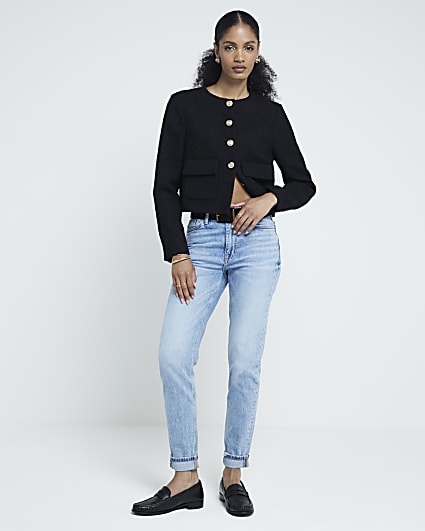 Blue high waisted bum sculpt mom jeans