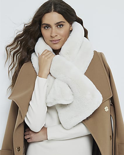 White Faux Fur Scarf