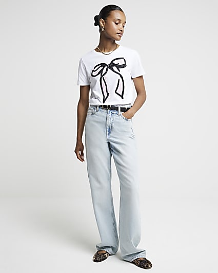 White bow graphic t-shirt