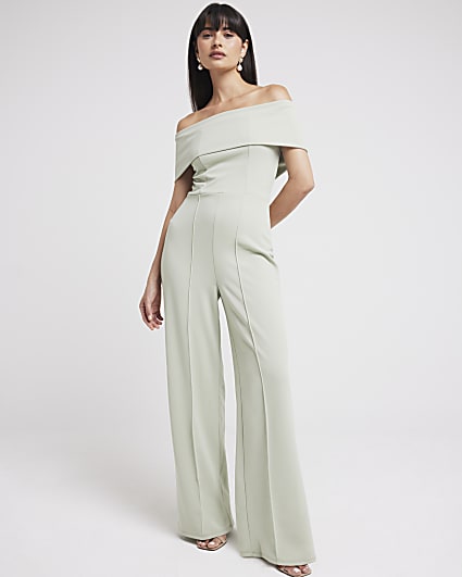 Light Green Bardot Jumpsuit