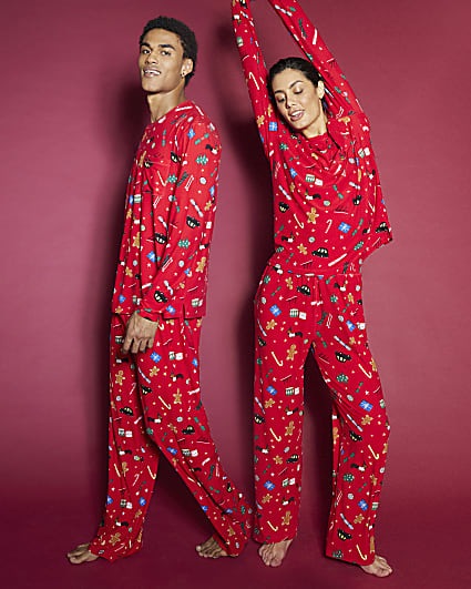 Adults Unisex Red Family Christmas Pyjamas