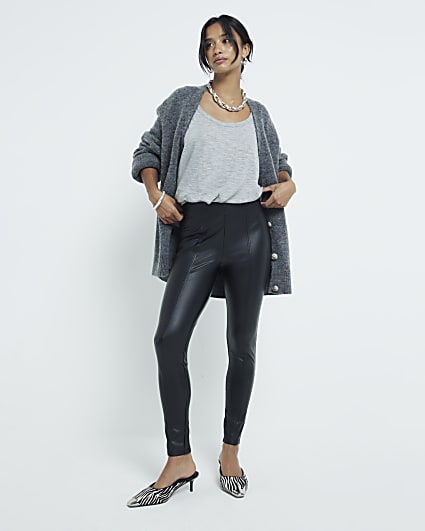 Petite Black Faux Leather Leggings