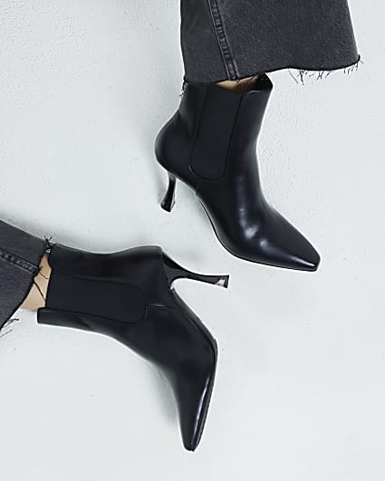 Black Sock Heeled Chelsea Boots