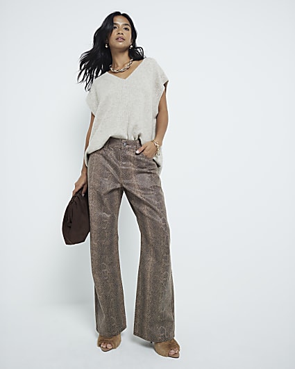 Petite Snakeskin relaxed straight leg jeans