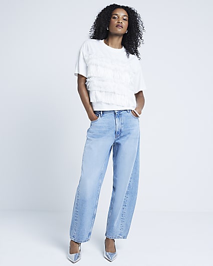 White frill tassel t-shirt