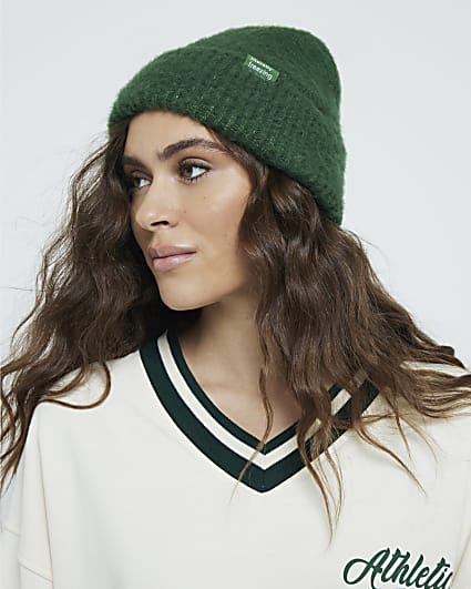 Green Fluffy Beanie Hat