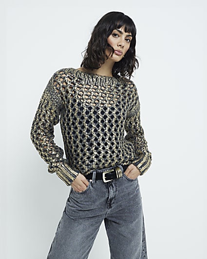 Grey foil cut out jumper