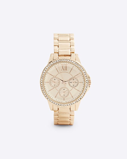 Pink Rose Gold Chunky Pave Watch