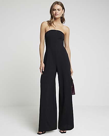 Black bandeau wide leg jumpsuit