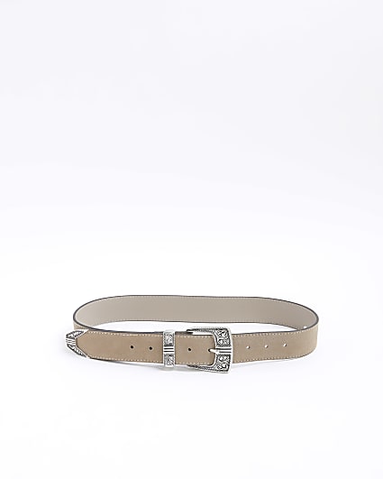 Grey Suede Western Belt