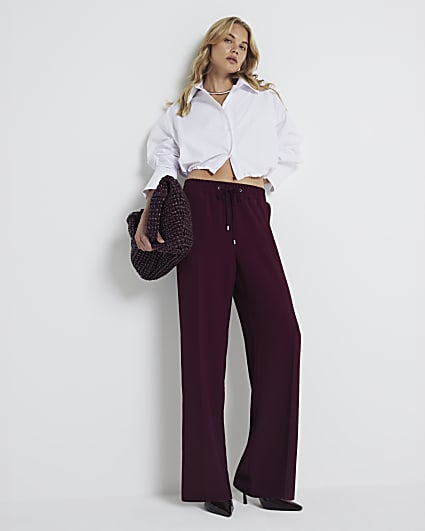 Red elasticated Wide Leg Trouser