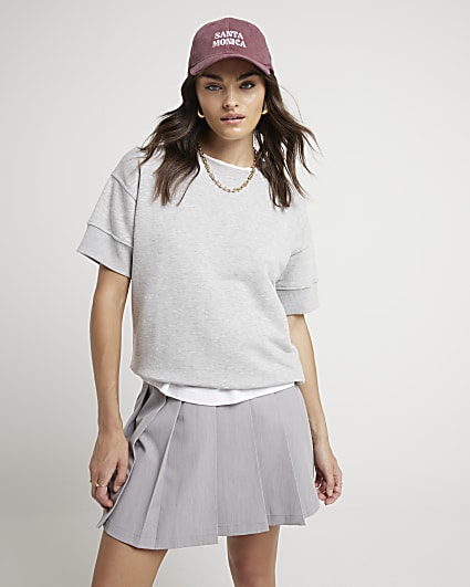 Grey rib hem sweatshirt t-shirt