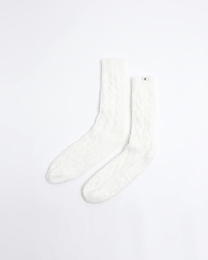 Cream Chenille Slipper Socks