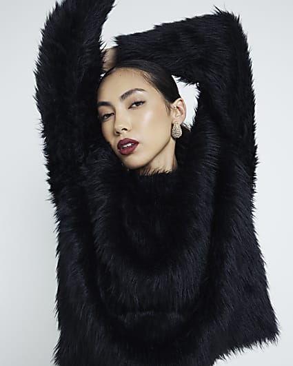 Black Faux Fur Jumper