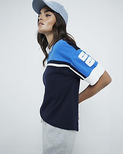 Blue Sporty short sleeve sweatshirt