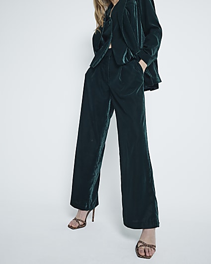 Green Velvet Wide Leg Trousers