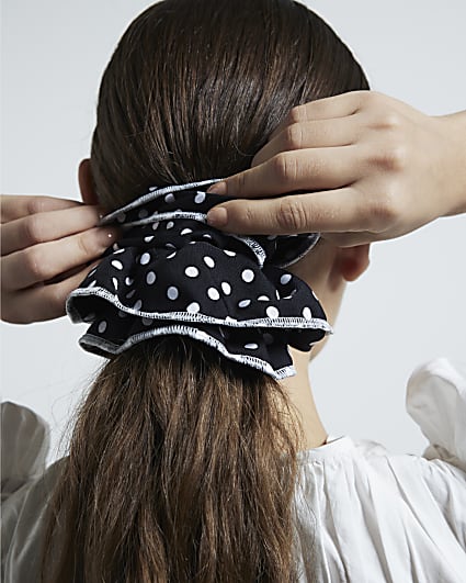 Black spot hair scrunchie