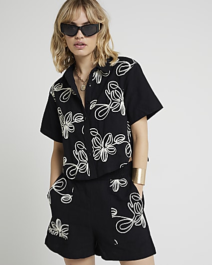 Black embroidered shirt