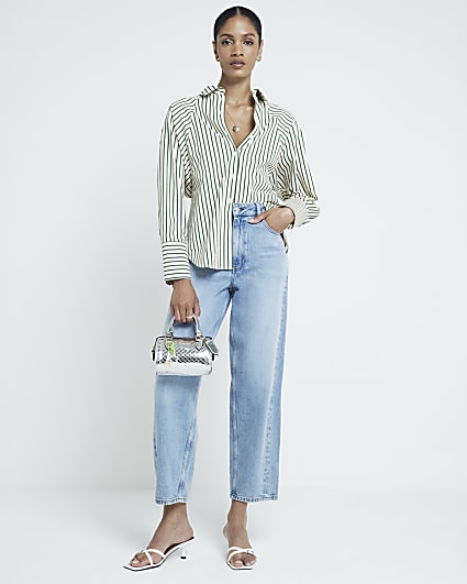 Green poplin stripe shirt