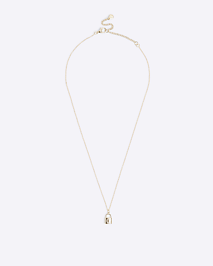 Gold C initial lock necklace