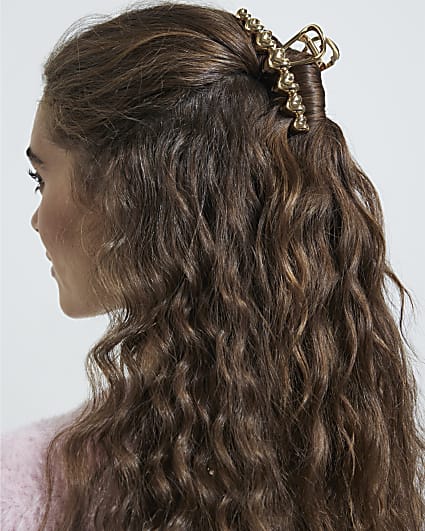 Gold heart hair clip