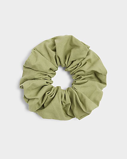 Green linen oversized scrunchie