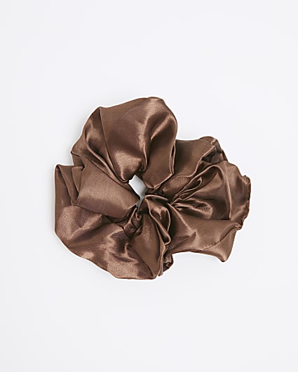 Brown satin oversized scrunchie