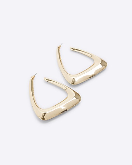 Gold triangle hoop earrings