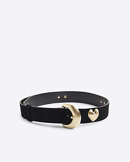 Black Heart Suede Belt