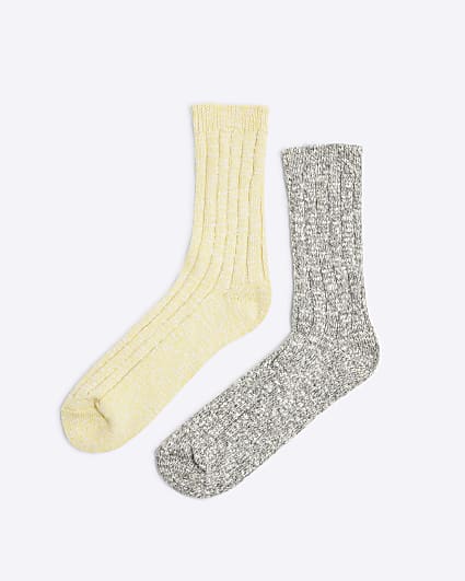 Yellow Chunky Knit Socks Set