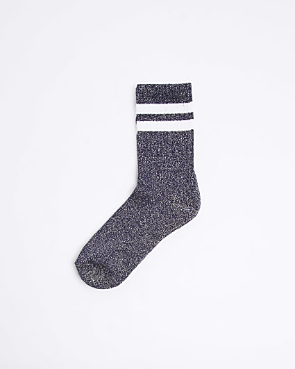 Navy Metallic Sports Socks