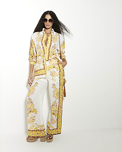 Yellow Broderie Floral Shirt