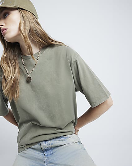 Khaki washed oversized t-shirt