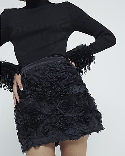 Black vinyl skirt river island hotsell