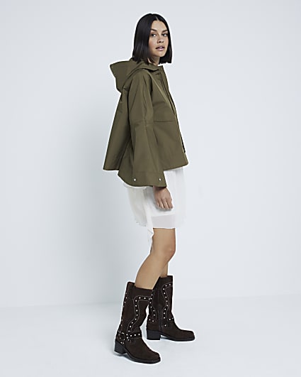 Khaki Waxed Cape Jacket