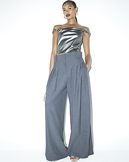 Silver Metallic Asymmetric Top