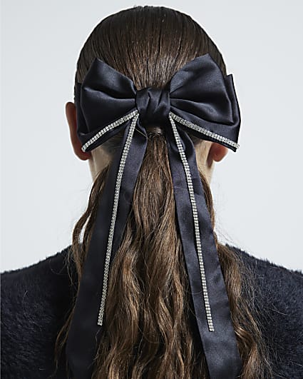 Black Satin Bow hairclip