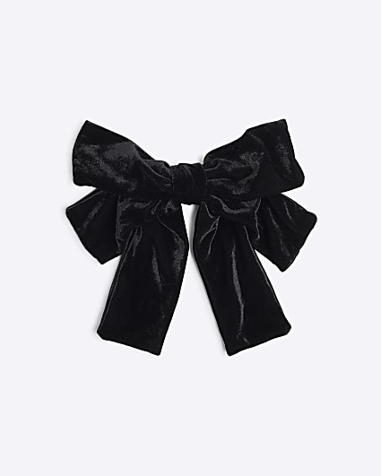 Black velvet bow hairclip