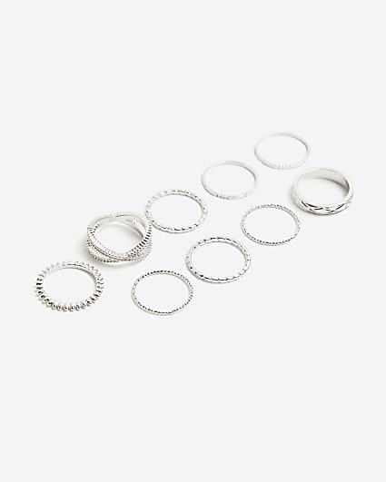 Silver band rings multipack