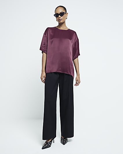 Purple Satin Oversized T-shirt