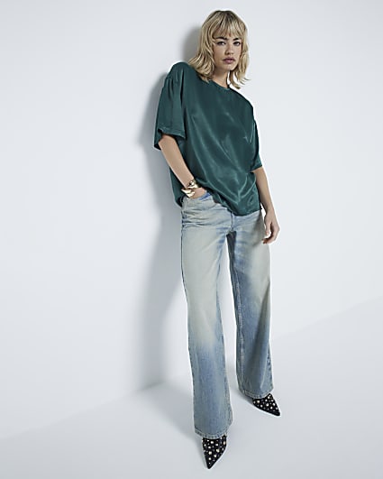 Green Satin Oversized T-shirt