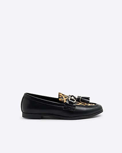 Black Leopard Snaffle Loafers